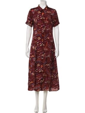 NWT Alexa Chung Burgundy Bon Voyage Habotai Silky Maxi Shirt‎ Dress Size 6US